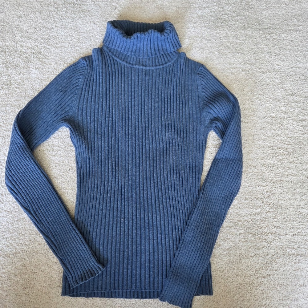 Vintage L.L.Bean Ribbed Cotton Blend Turtleneck Sweater Stretch Womens Sm